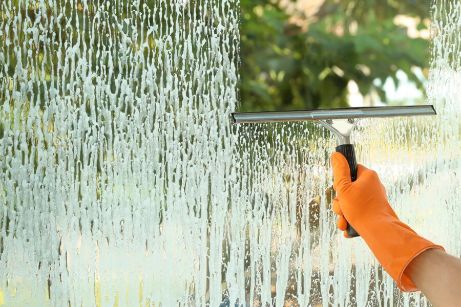 Window Cleaning in Office